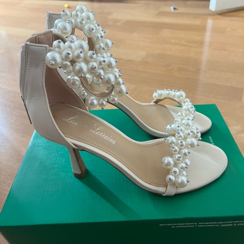 Ivory pearl detail heels